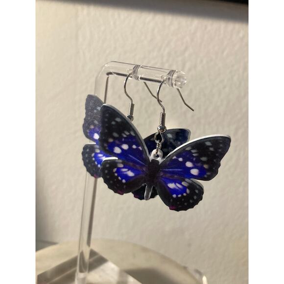 Drop Earrings butterfly  acrylic - Picture 1 of 2